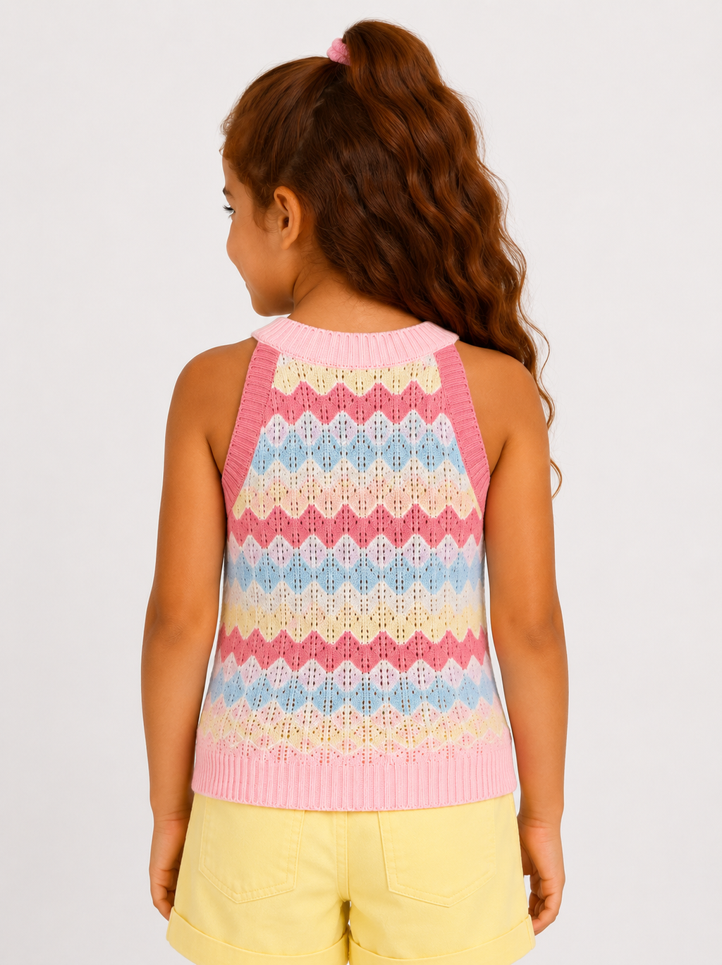 Girls Pastel Zigzag Cotton Knit Top