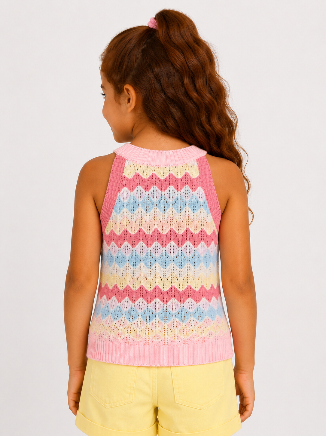 Girls Pastel Zigzag Cotton Knit Top