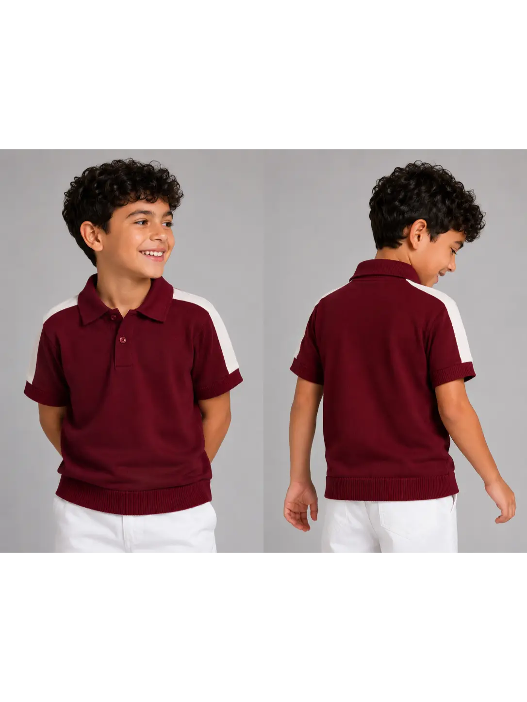 Burgundy Knit Polo Shirt