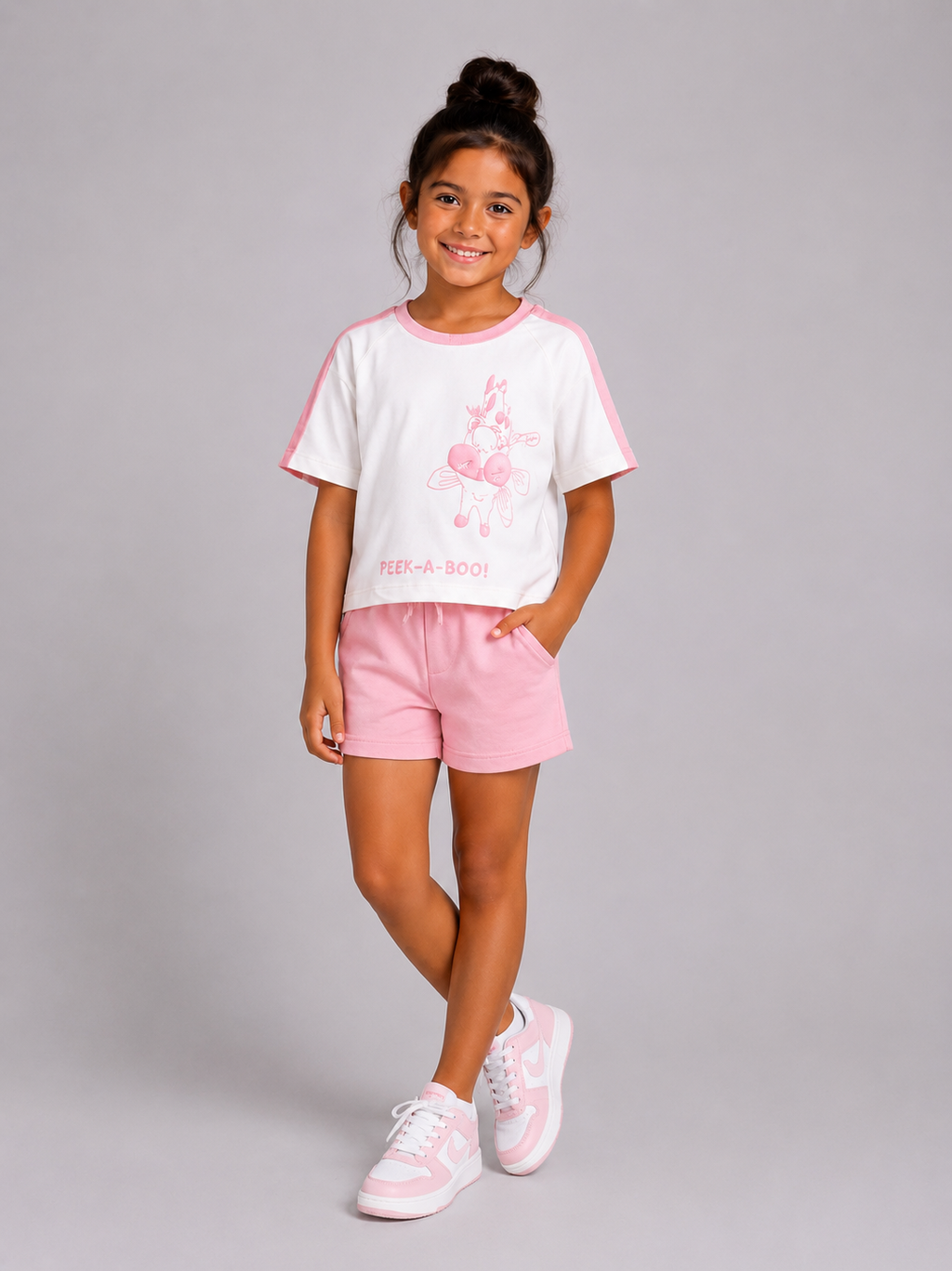 Girls Girrafe cotton oversized t-shirt