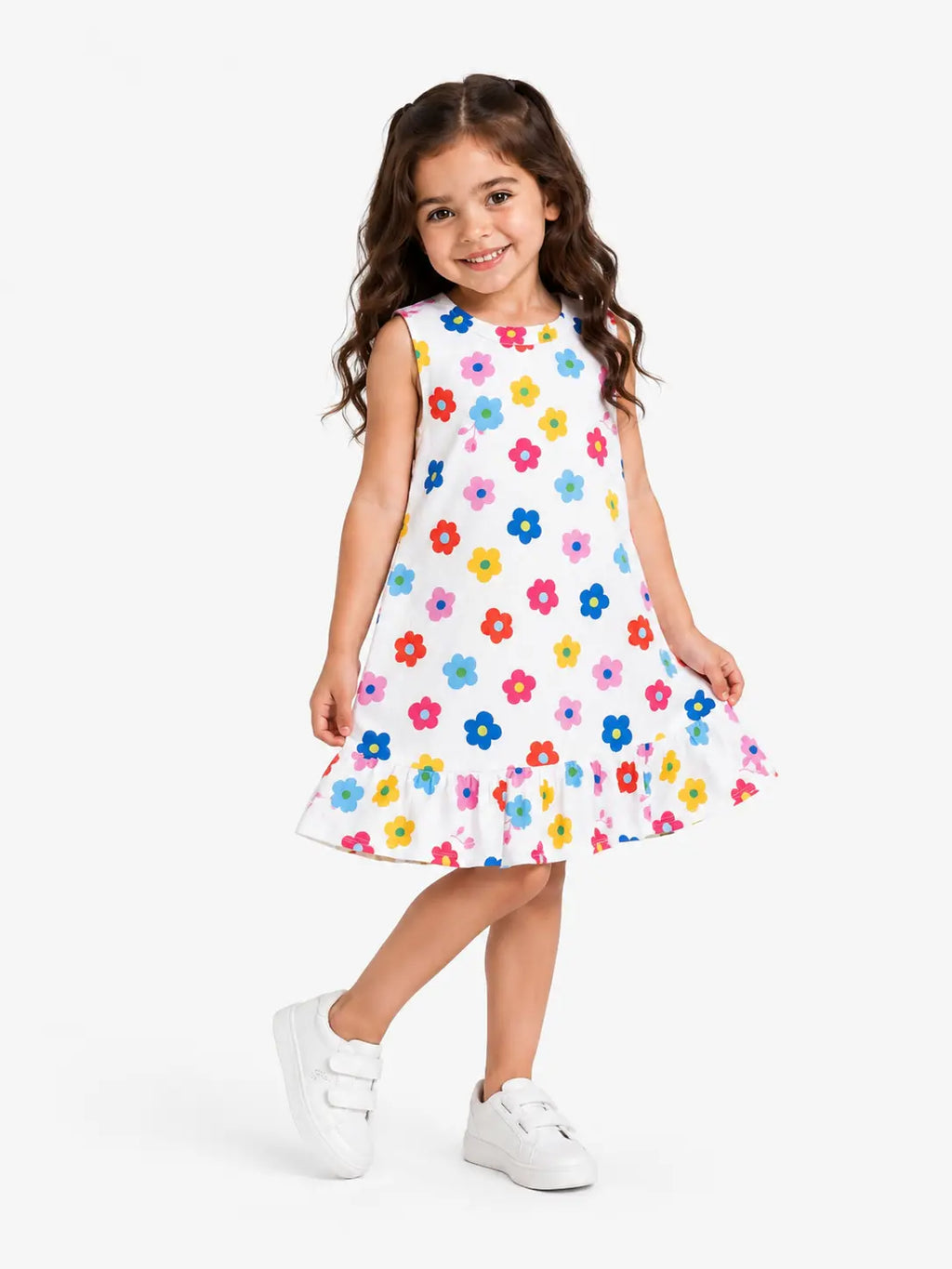Colorful Floral Ruffle Dress