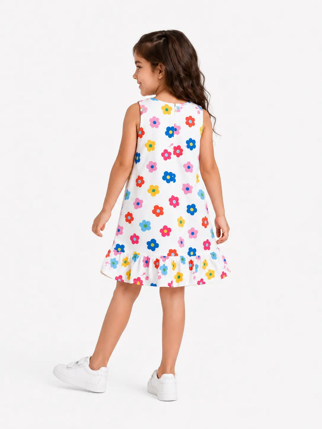 Colorful Floral Ruffle Dress