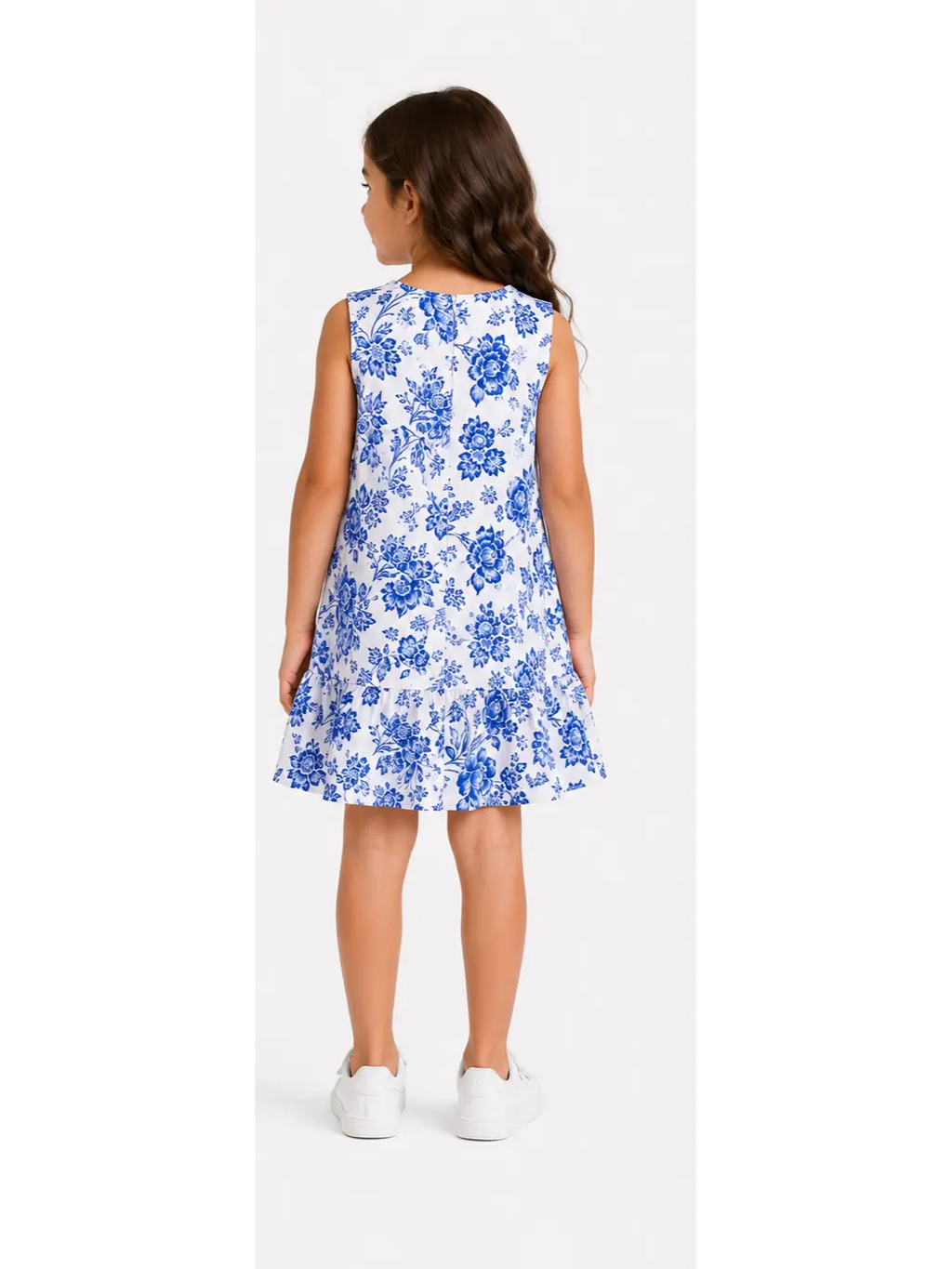 Blue Floral Ruffle Dress