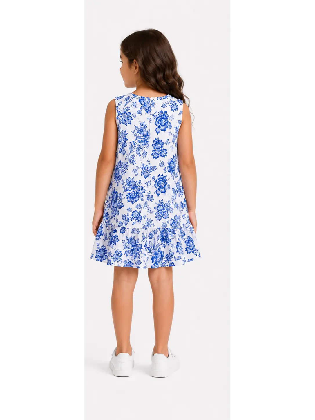 Blue Floral Ruffle Dress