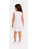 White Heart Print Ruffle Dress
