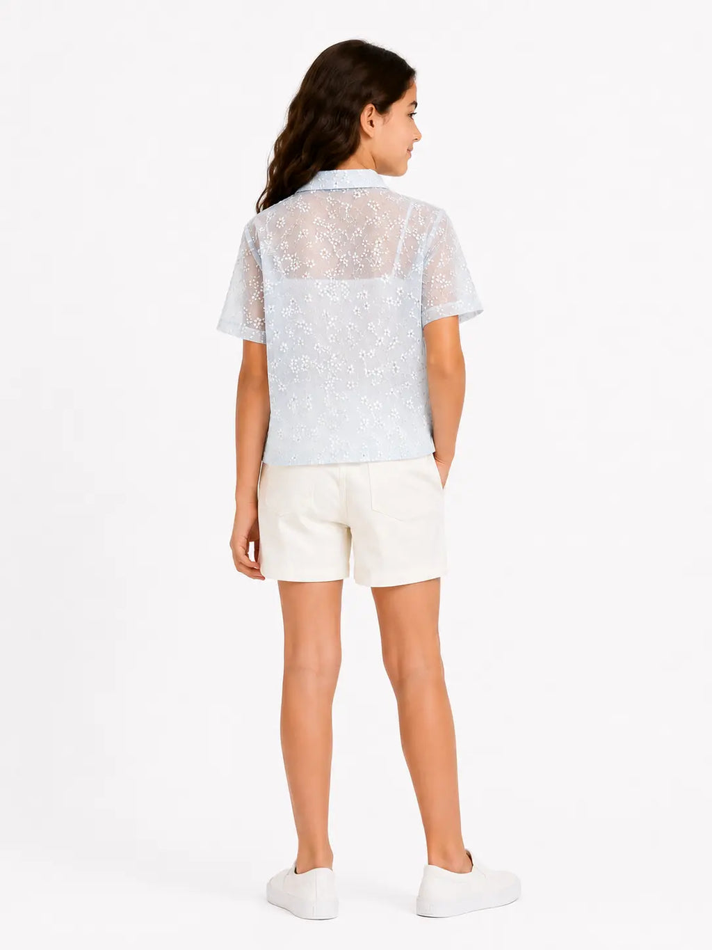 Sky Bloom Lace Shirt With inner top