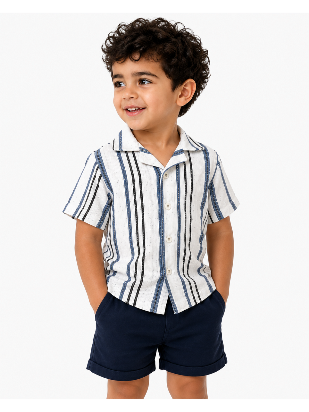 Boys Navy Striped Shirt