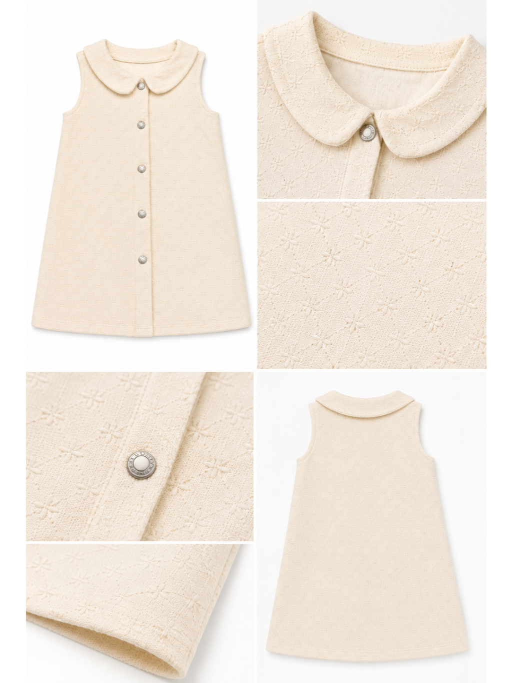 Ivory Buttoned Collar Dress