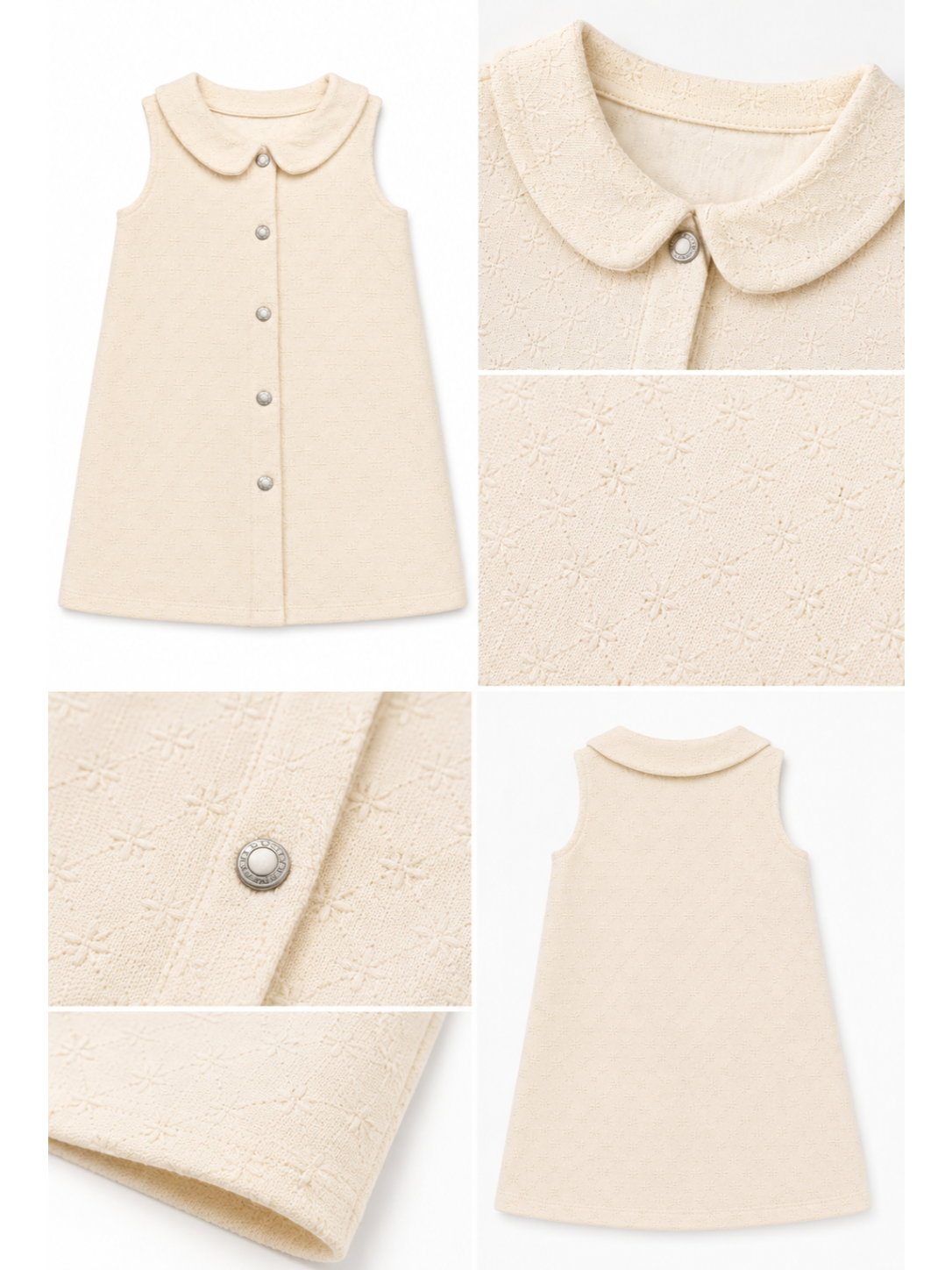 Ivory Buttoned Collar Dress