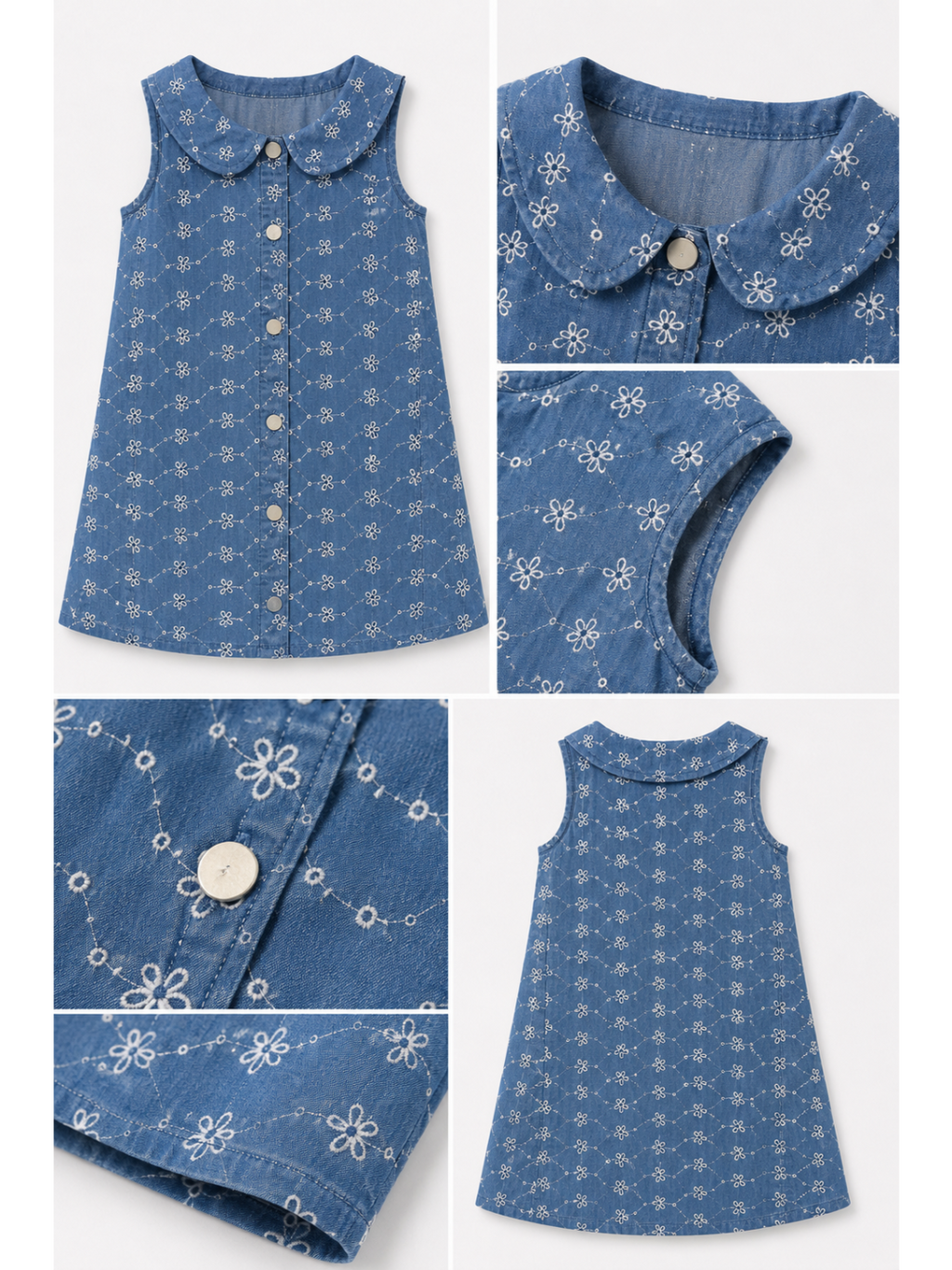 Blue Fake Jeans Cotton Dress