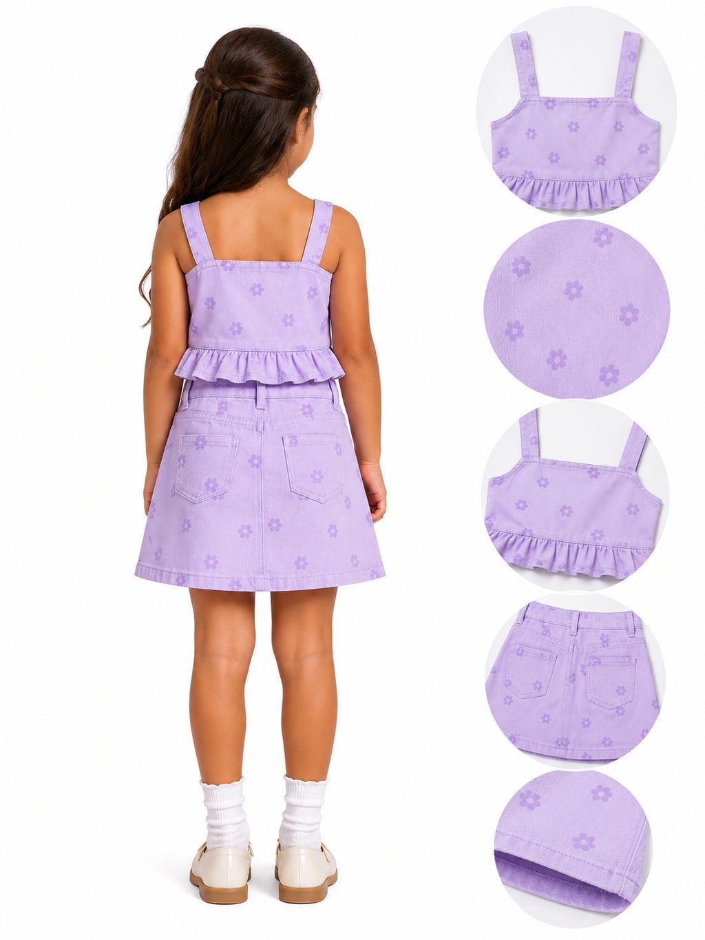 Lilac Floral Two-Piece Skirt Set