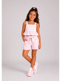 Cotton Pink Striped Shorts Set