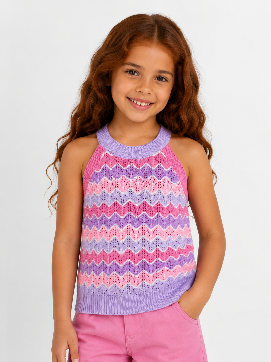 Girls Sleeveless Cotton Knit Summer Top