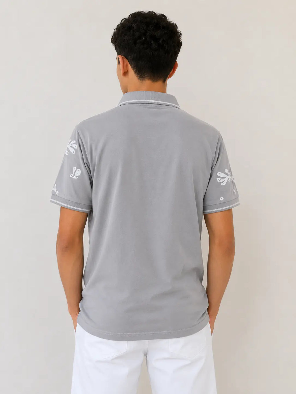 Cool Grey Printed Polo