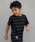 black and grey striped shirt