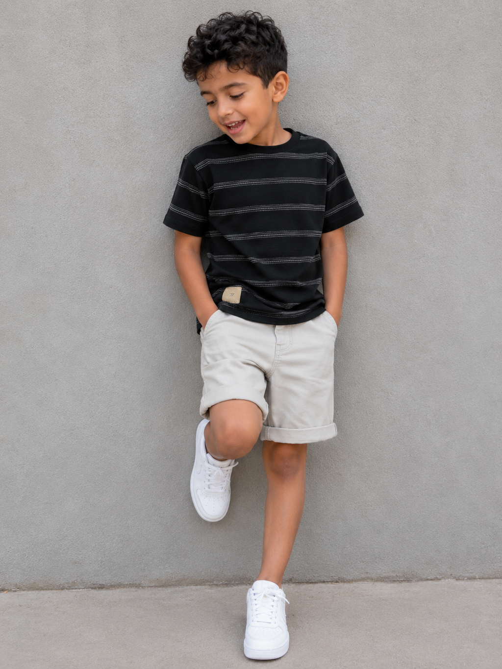 black and grey striped shirt