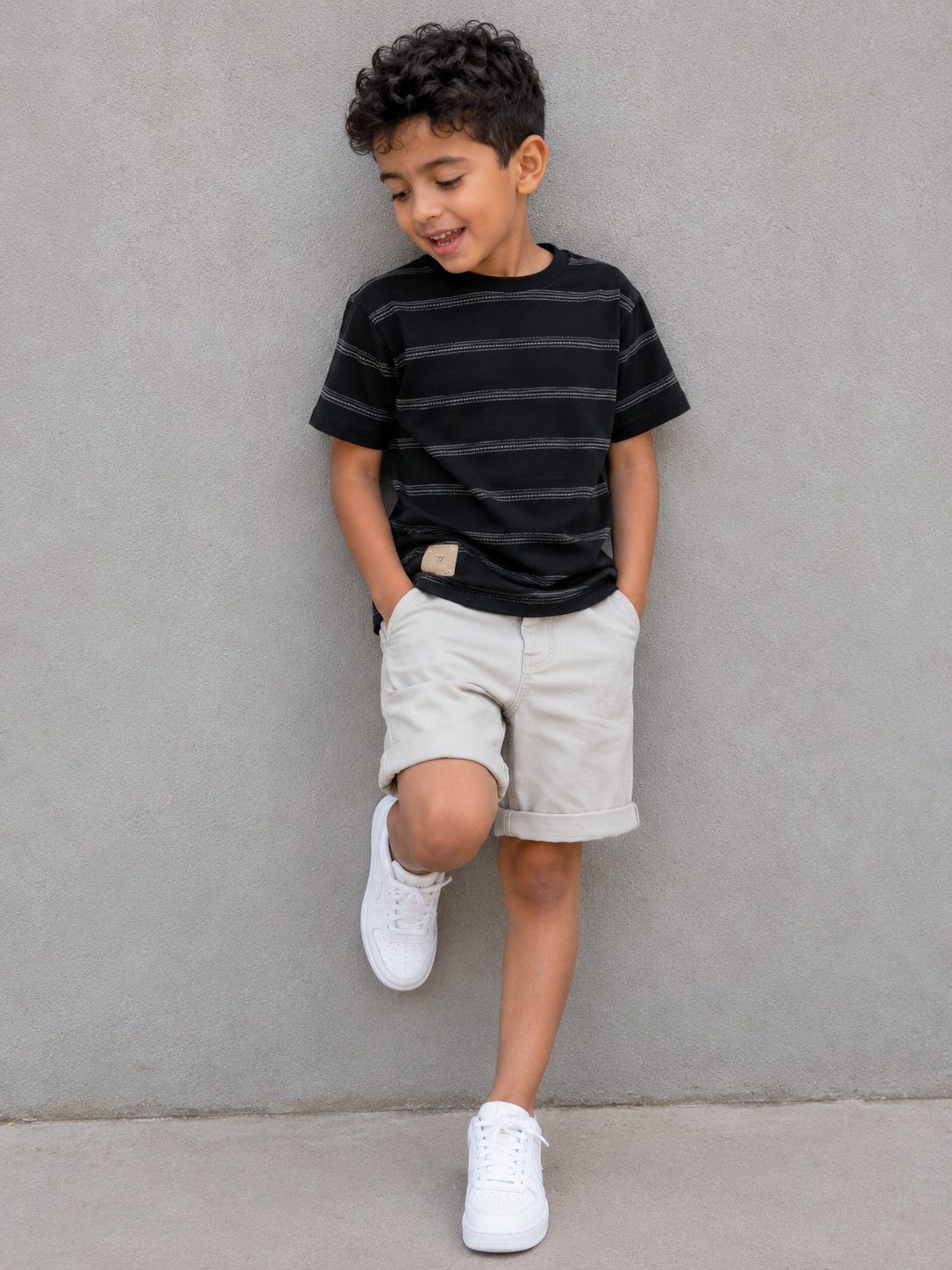 black and grey striped shirt