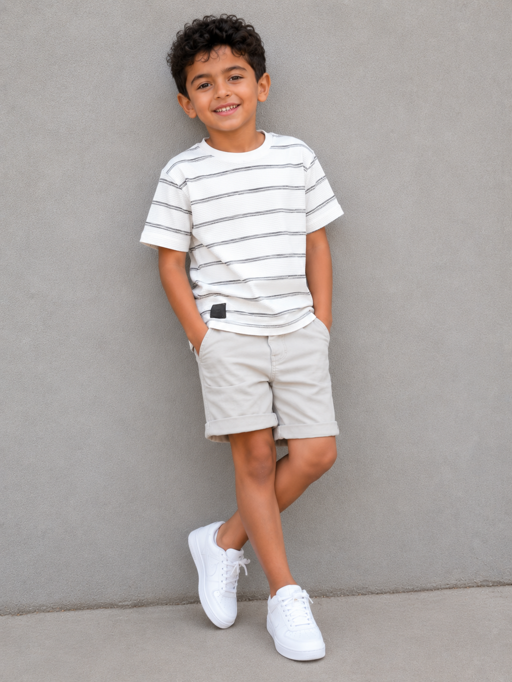 white grey striped shirt