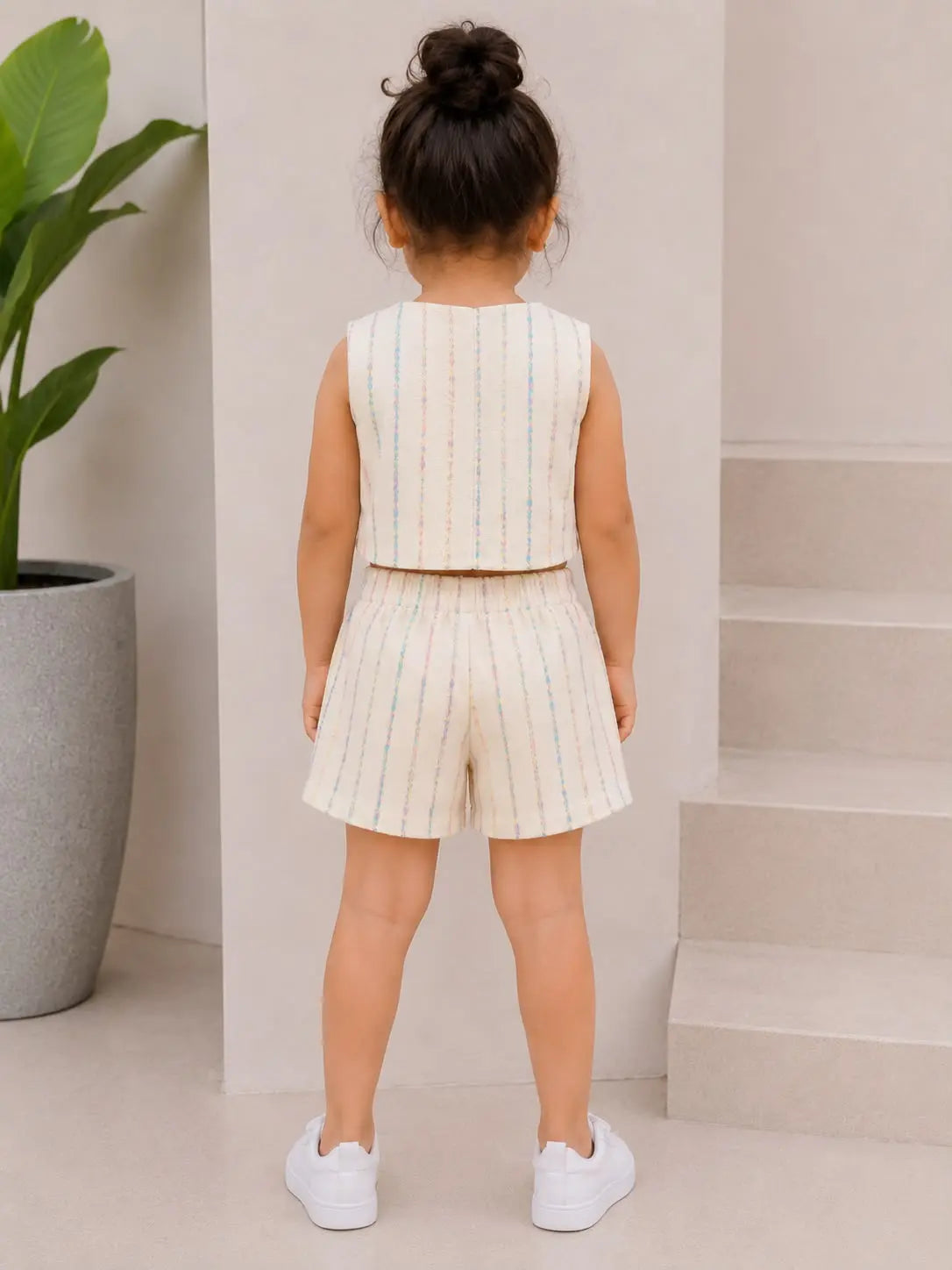 Girls Rainbow Stripe Vest & Skort Set