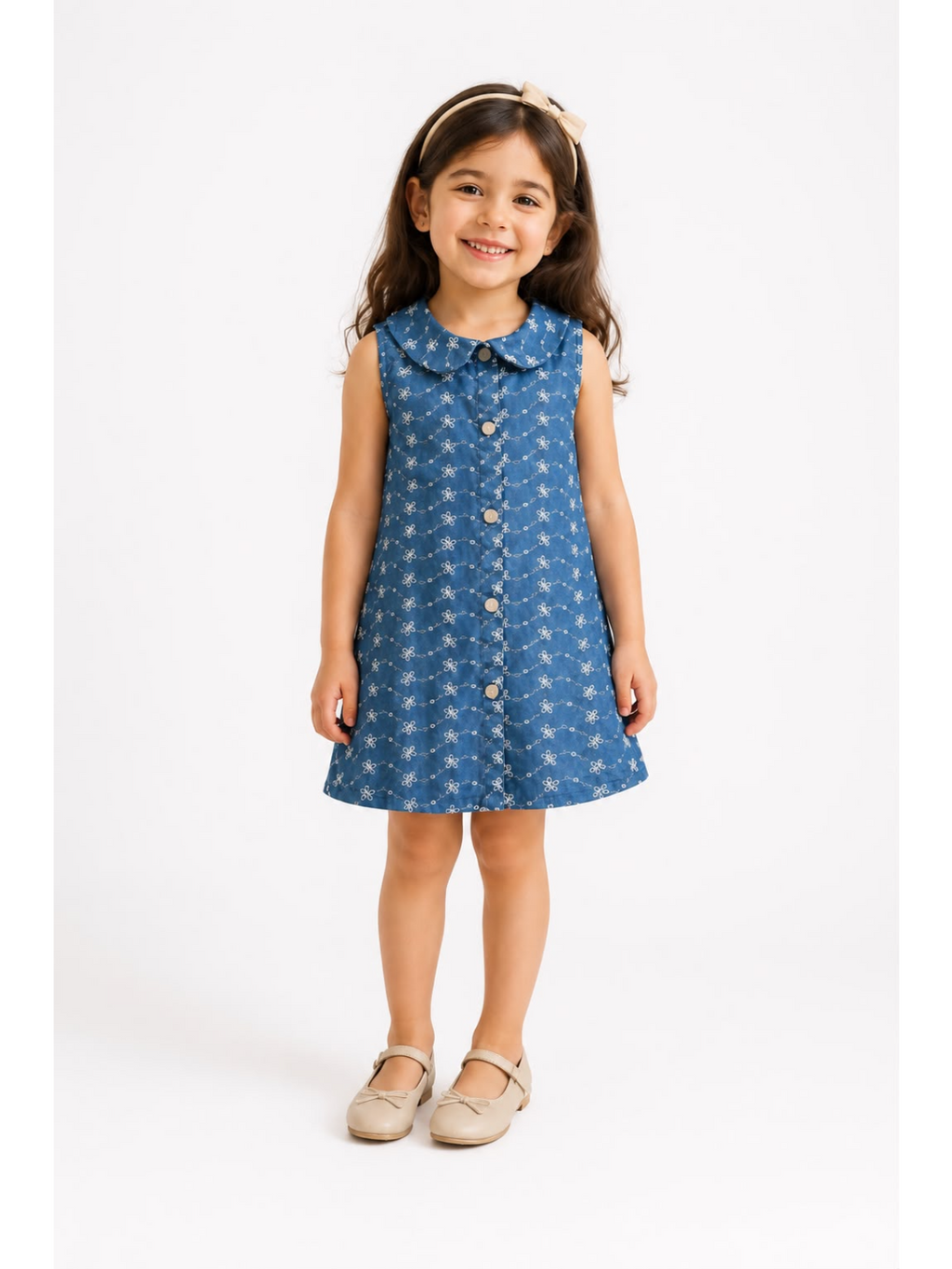 Blue Fake Jeans Cotton Dress
