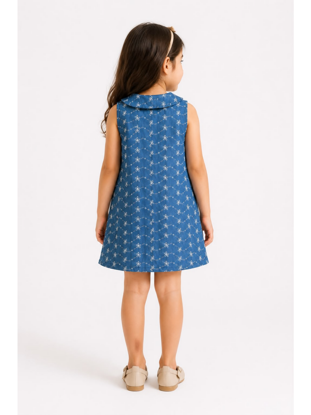 Blue Fake Jeans Cotton Dress