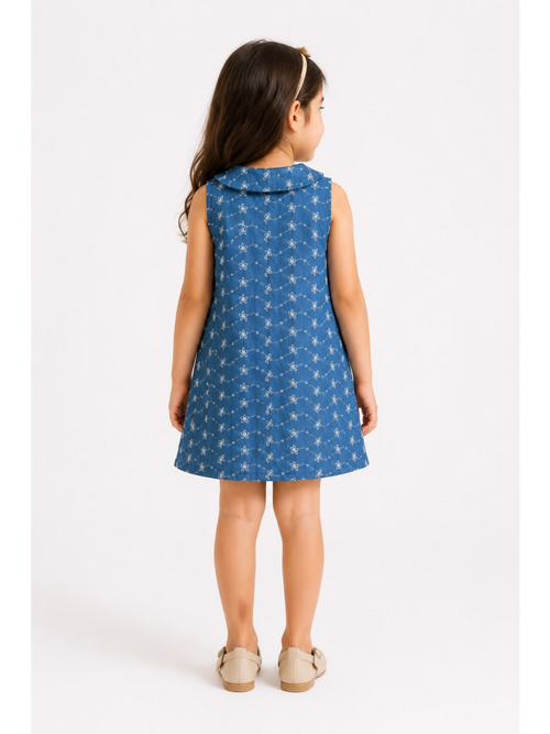 Blue Fake Jeans Cotton Dress