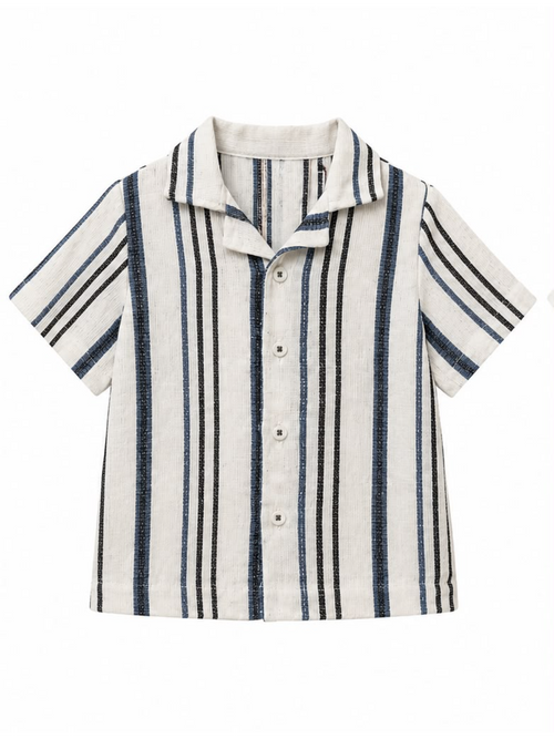 Boys Navy Striped Shirt