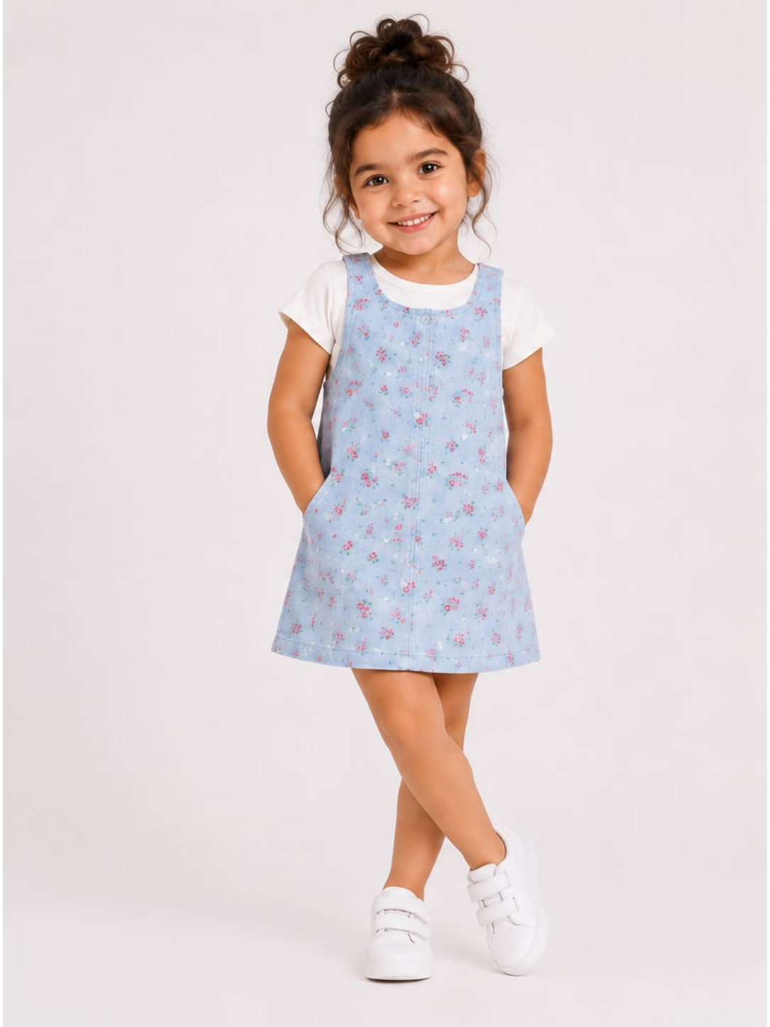 Baby-Blue Floral 2-Piece Dress Set