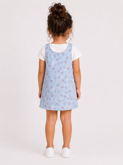 Baby-Blue Floral 2-Piece Dress Set