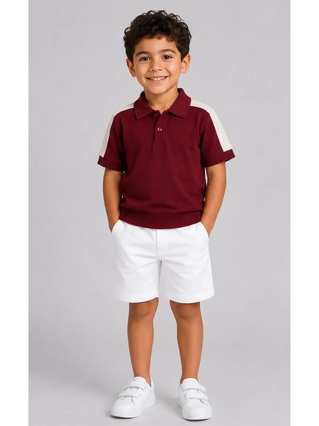 Burgundy Knit Polo Shirt