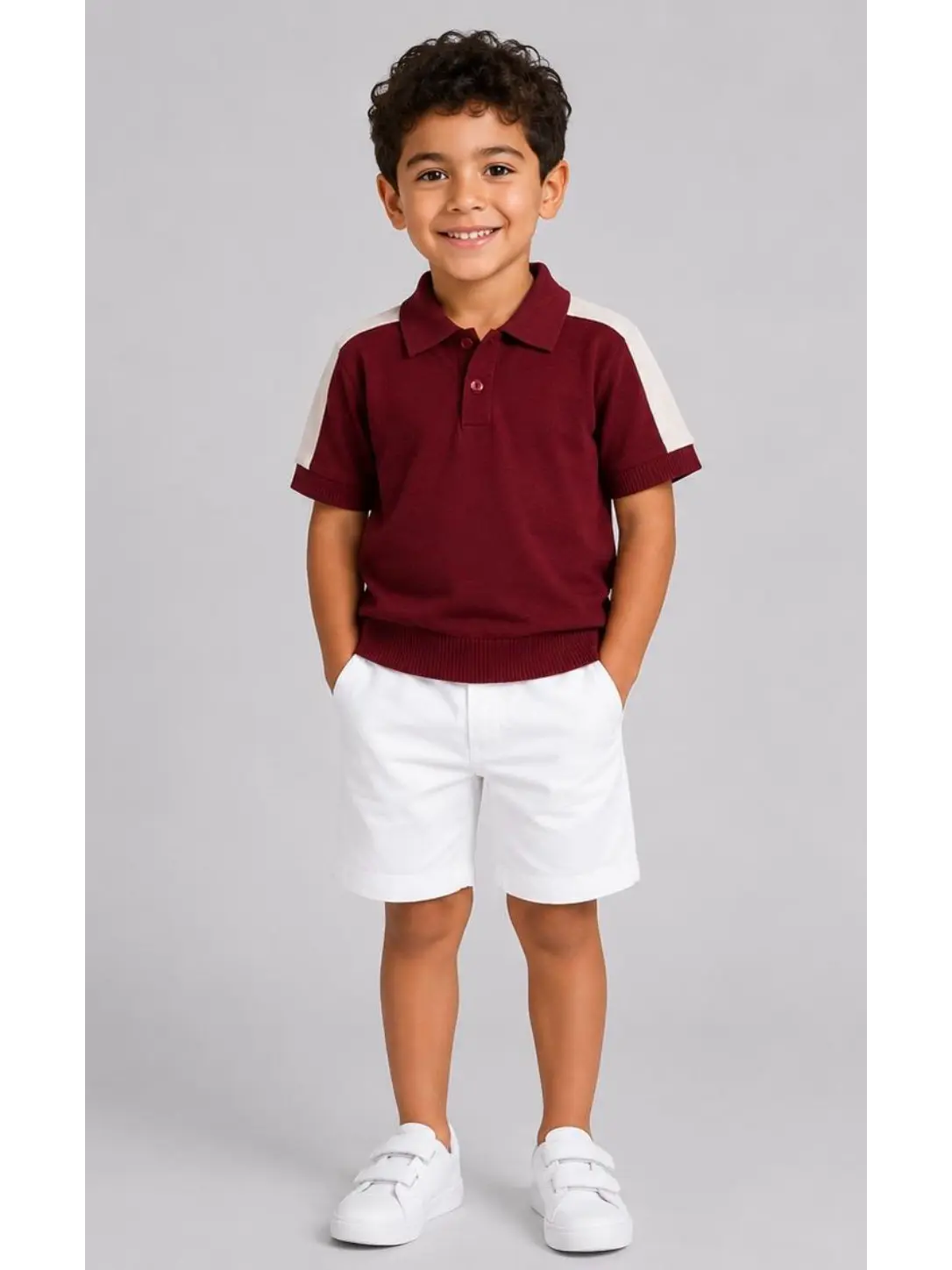Burgundy Knit Polo Shirt