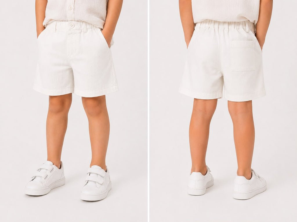 Off-white linen cotton short