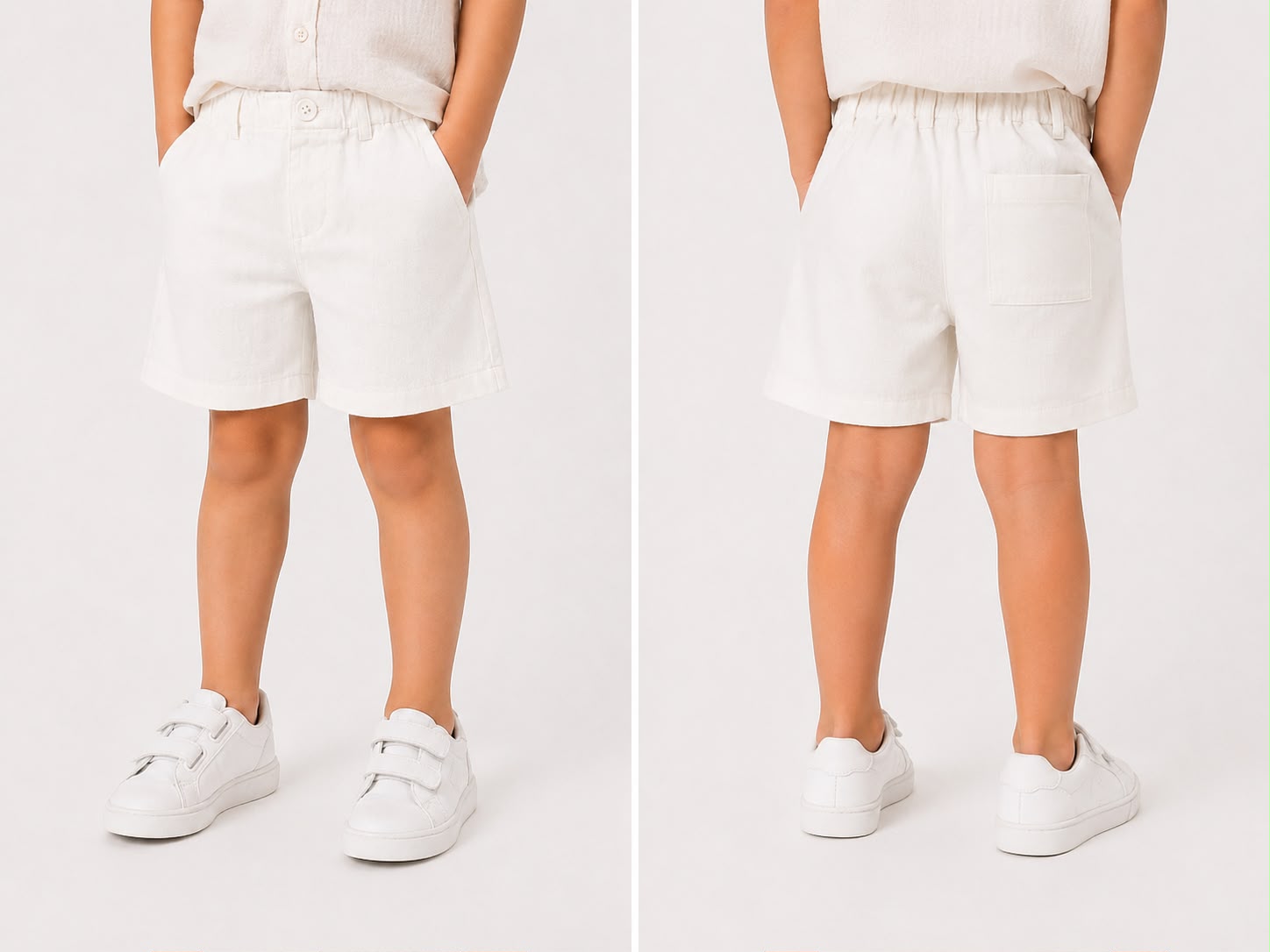 Off-white linen cotton short