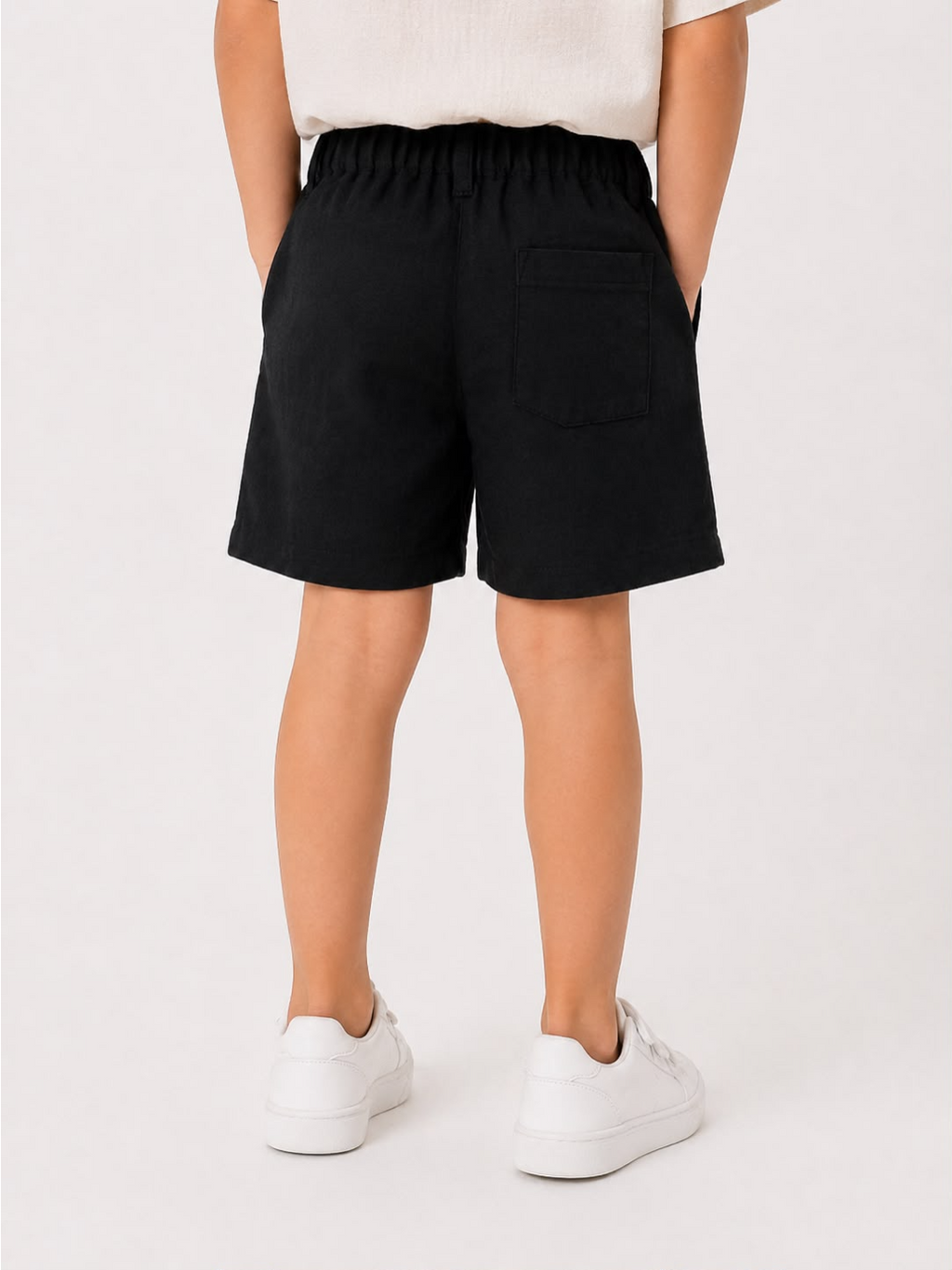 Black linen cotton short