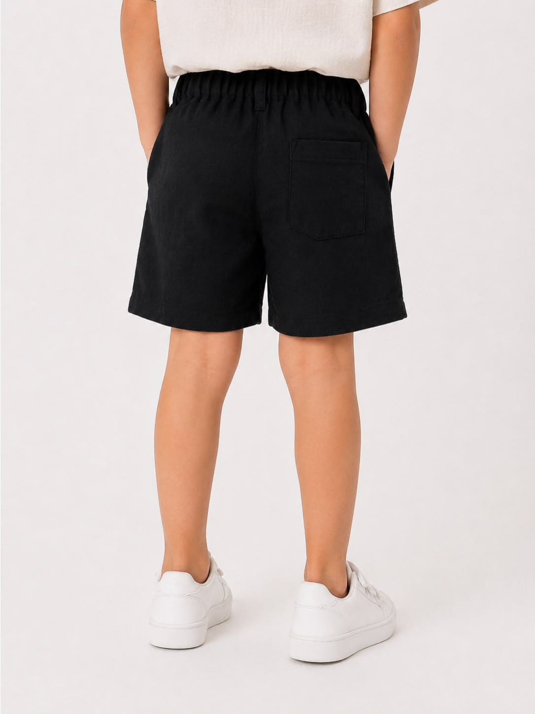 Black linen cotton short