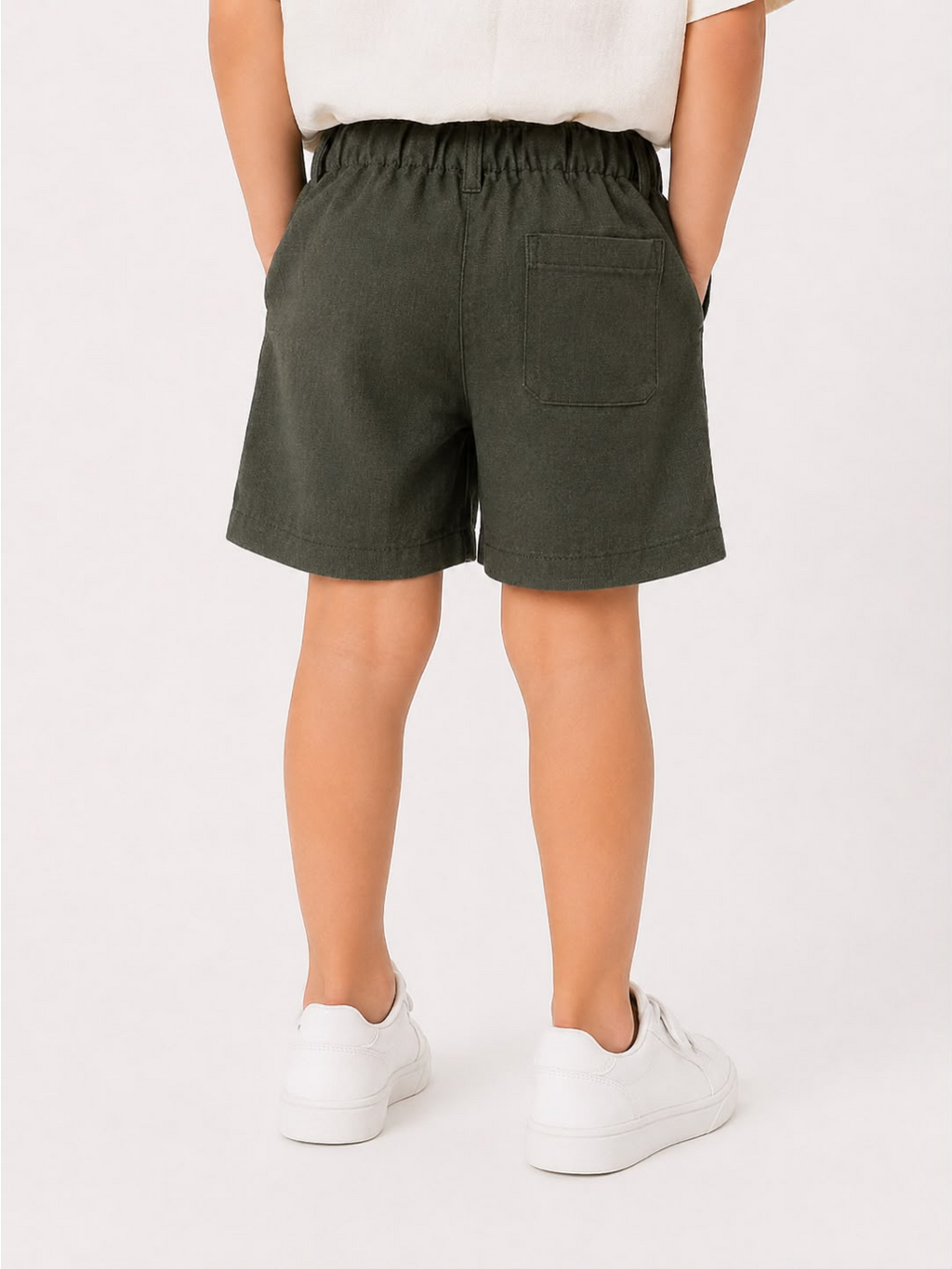 Olive green linen cotton short