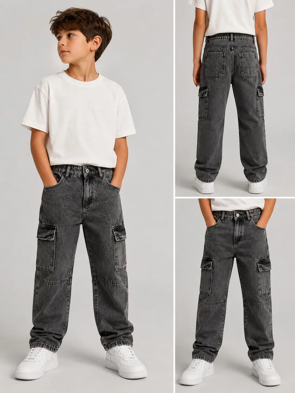 Grey cargo denim