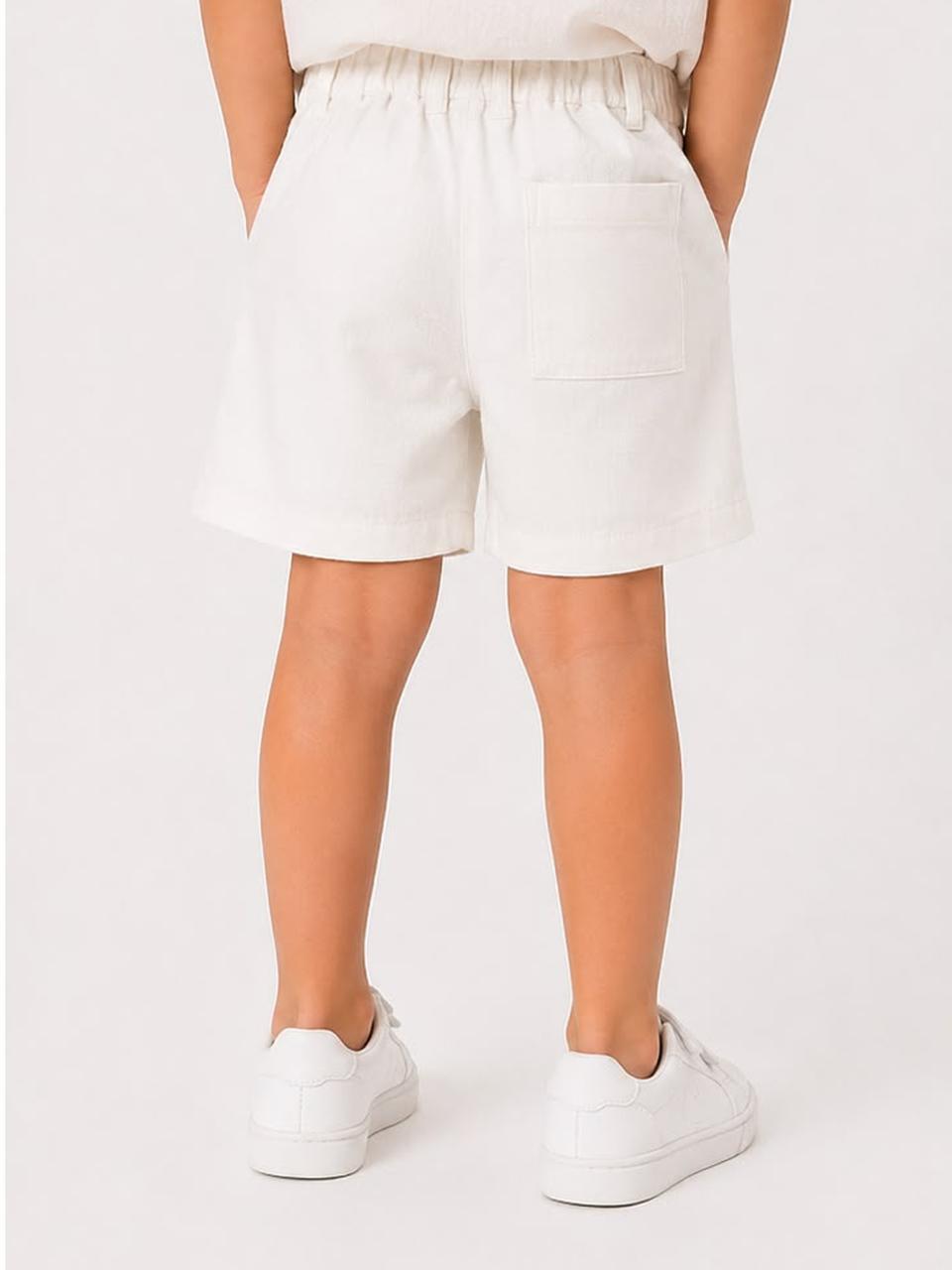 Off-white linen cotton short