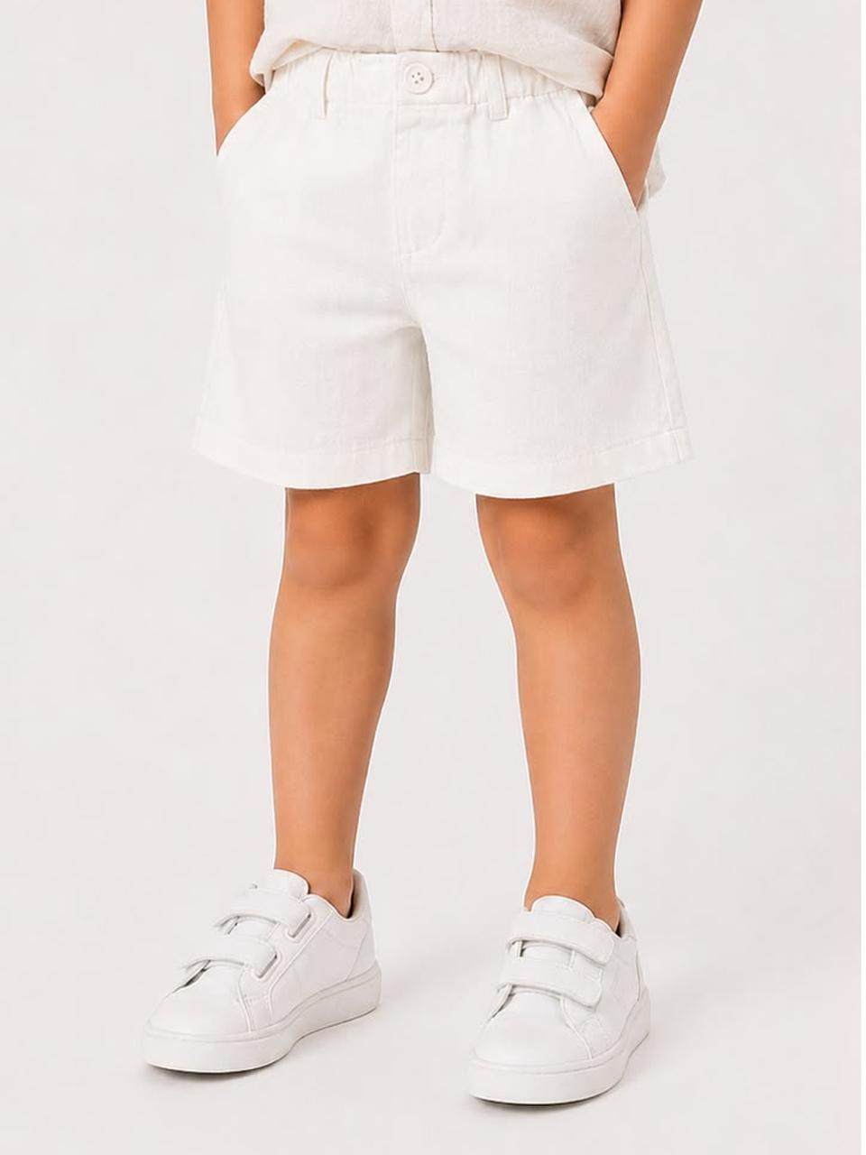 Off-white linen cotton short