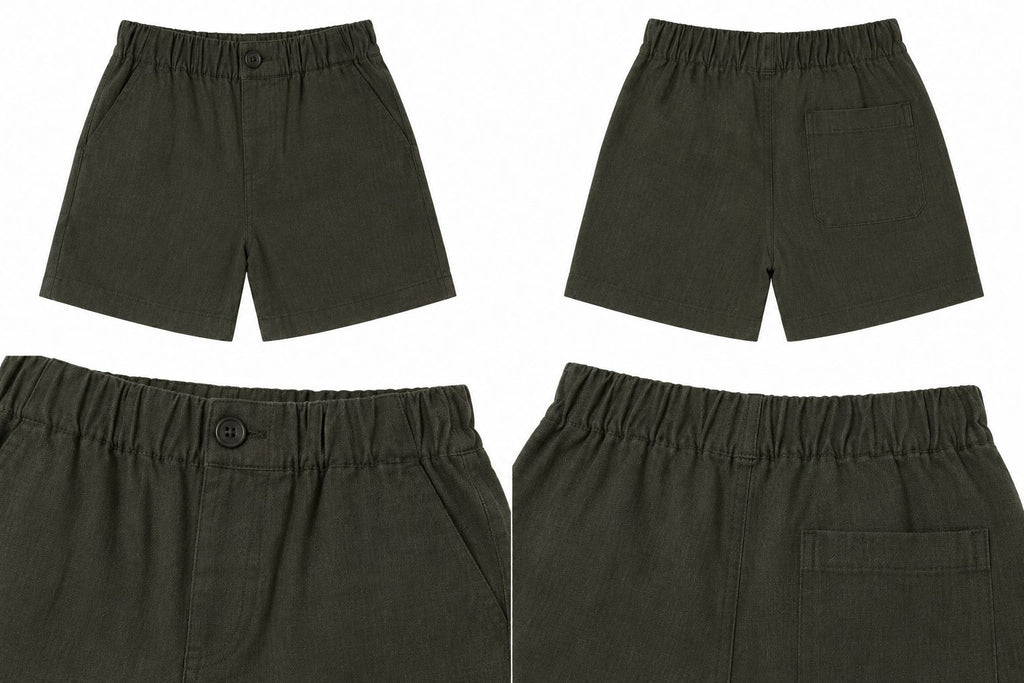 Olive green linen cotton short