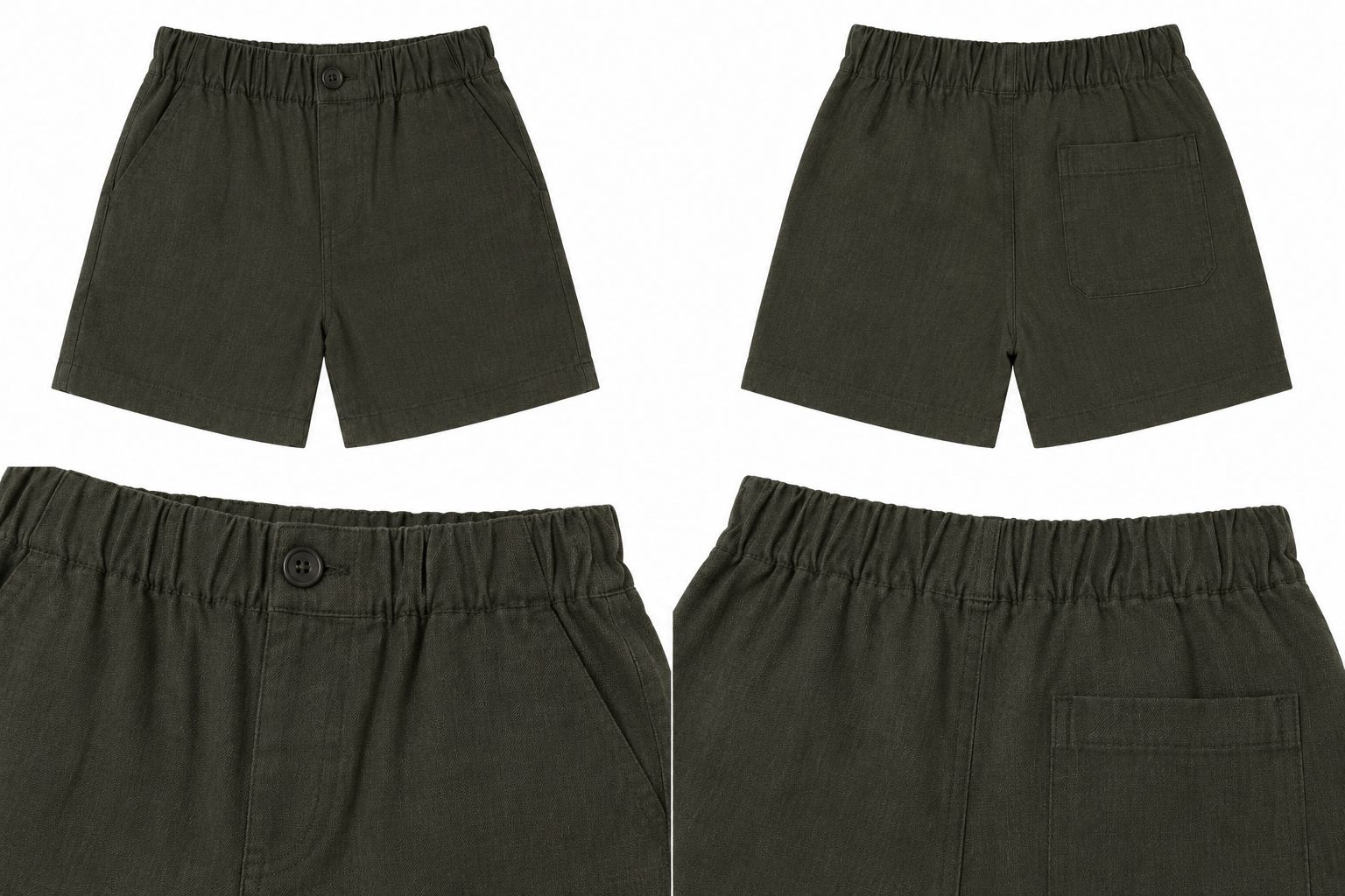 Olive green linen cotton short