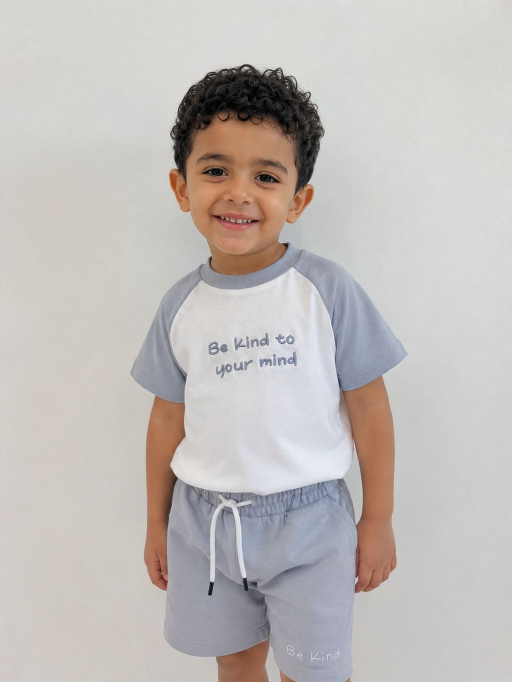 Boys cotton light grey set