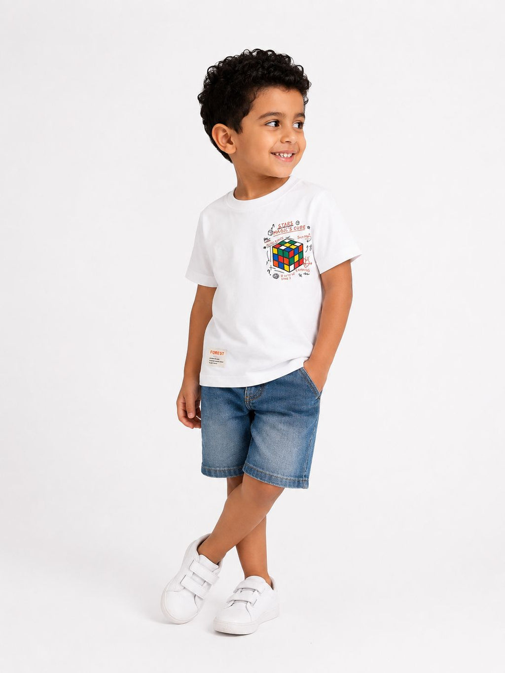 Colorful blocks cotton T-shirt