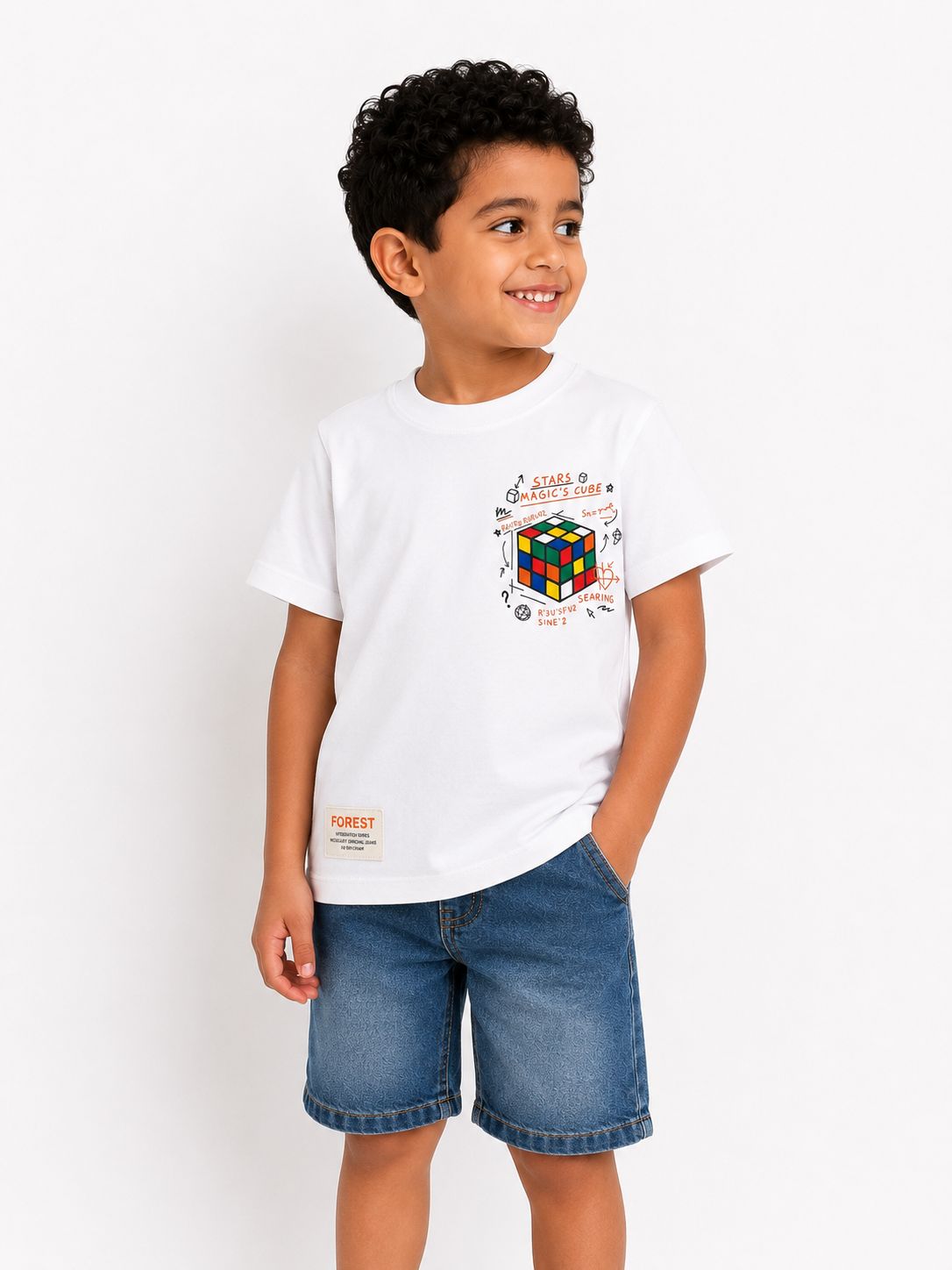 Colorful blocks cotton T-shirt