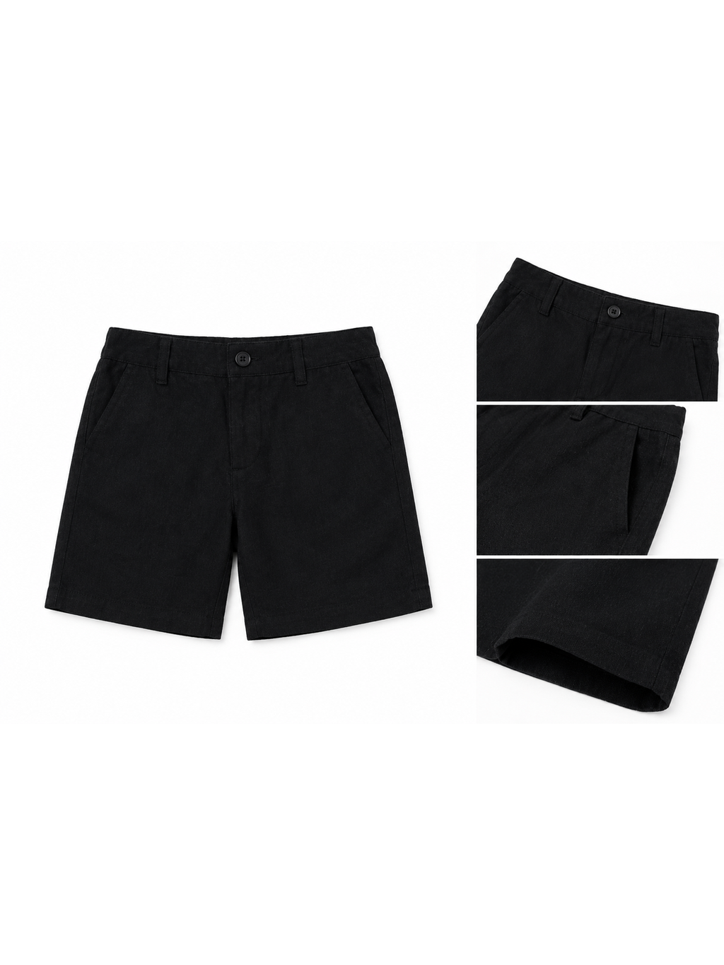 Black linen cotton short