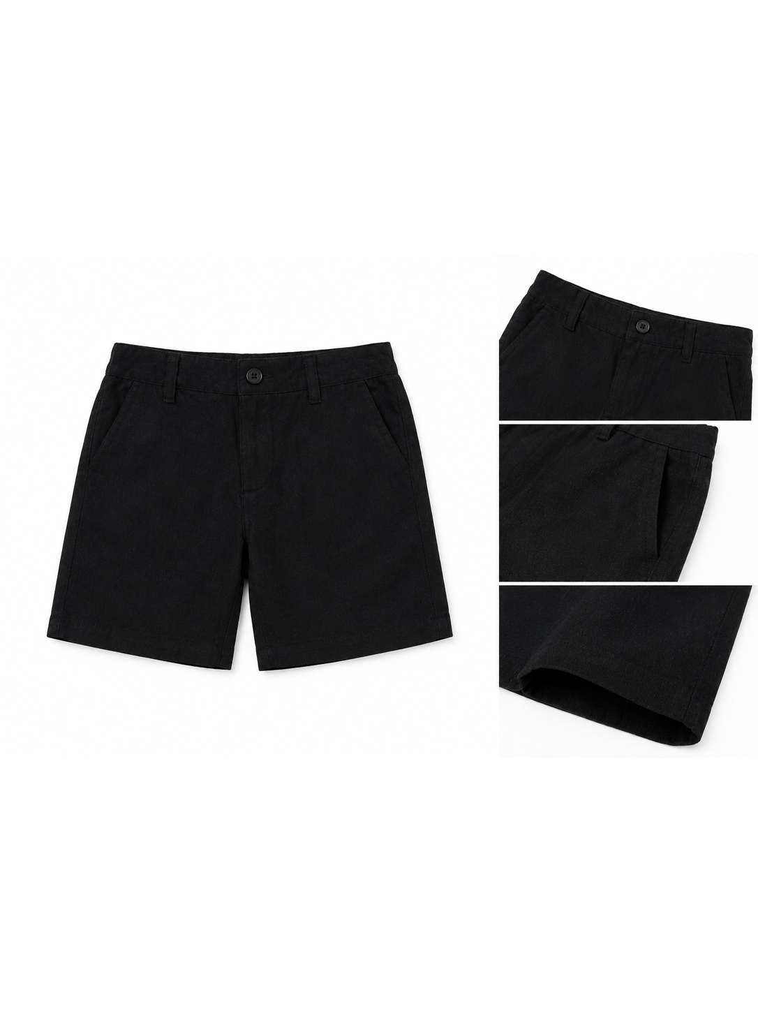 Black linen cotton short