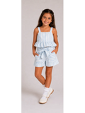 Cotton baby-blue striped short set