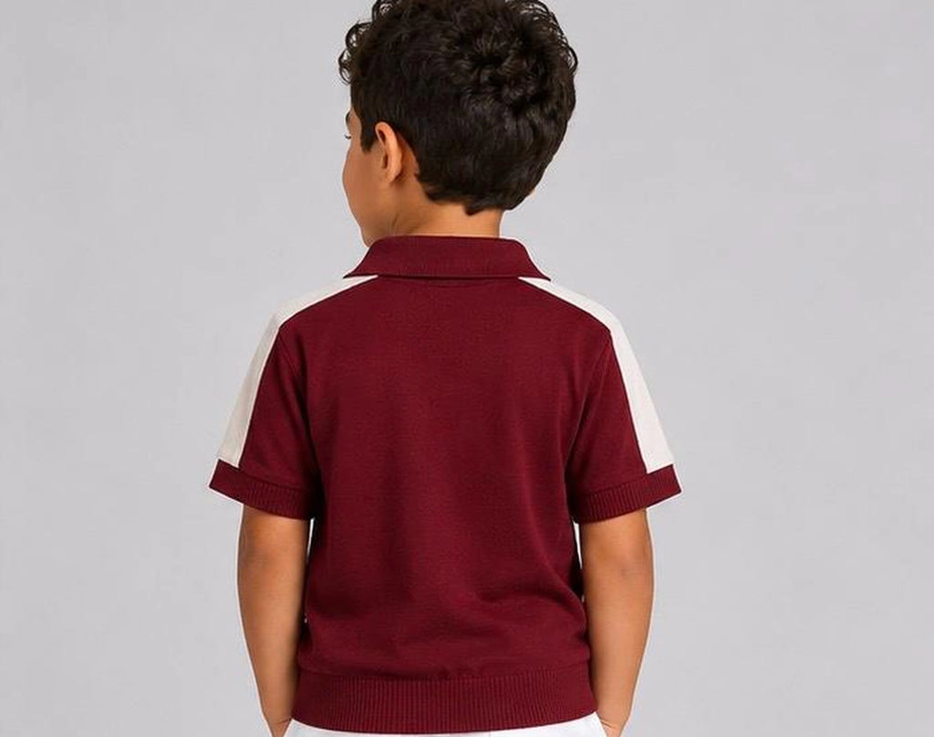 Burgundy Knit Polo Shirt
