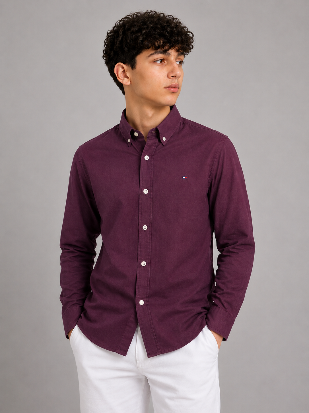 Classic Burgundy Button-Up