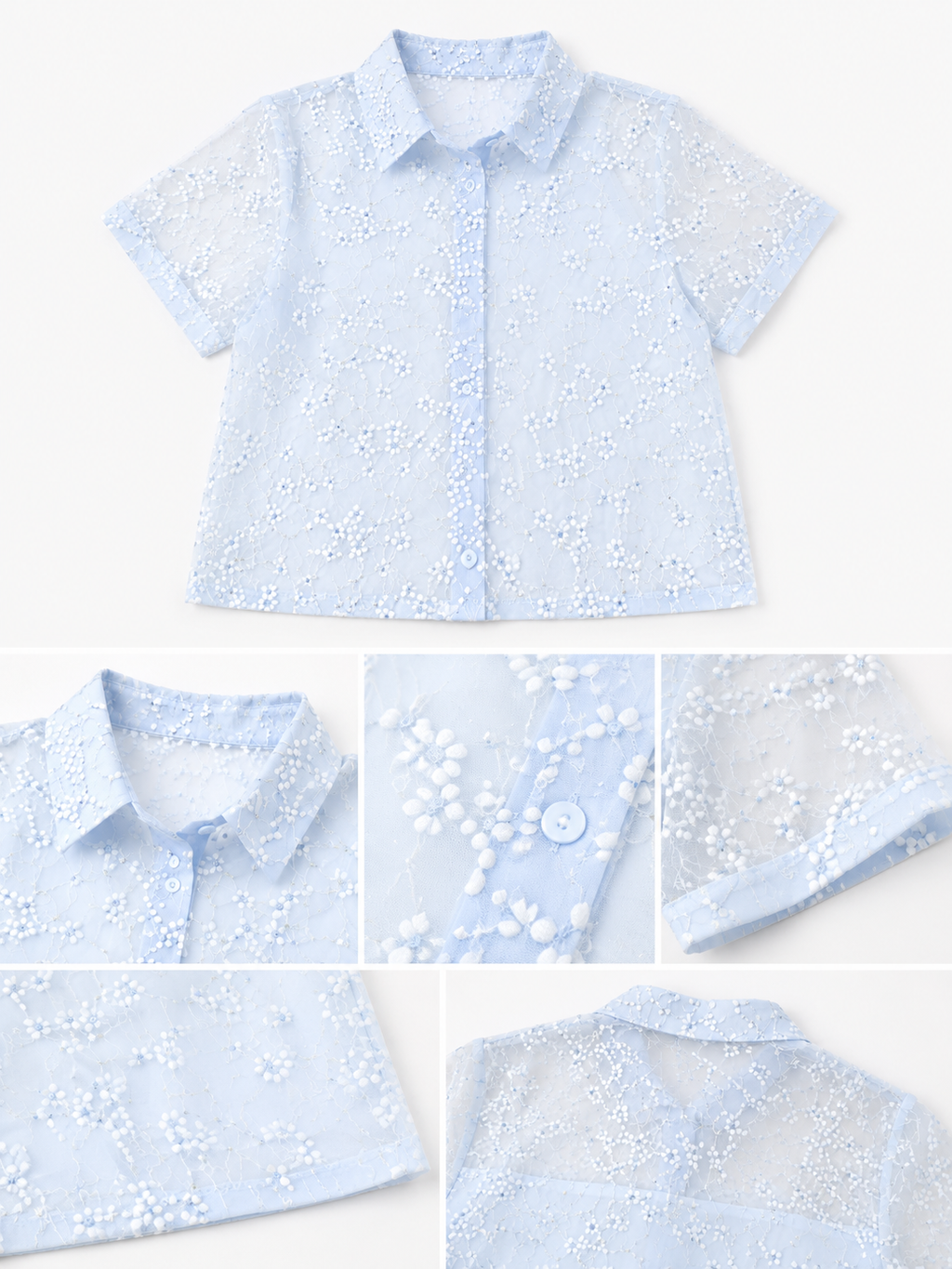 Sky Bloom Lace Shirt With inner top